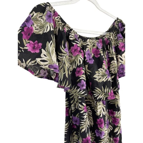 Reformation Off-The-Shoulder Nashville‎ Linen Dress in Lanai Tropical Size Small - Picture 4 of 9